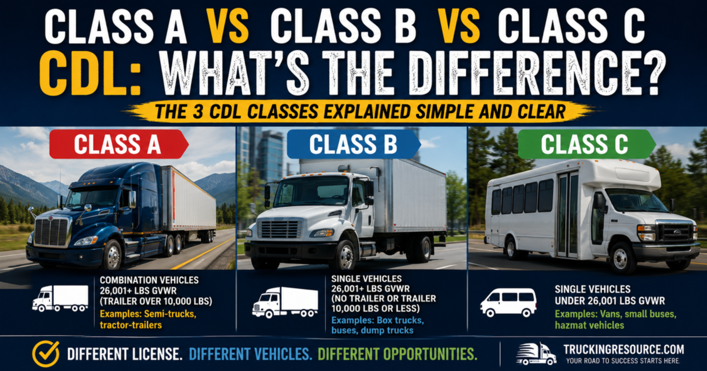 Class A vs Class B vs Class C CDL: What's the Difference?
