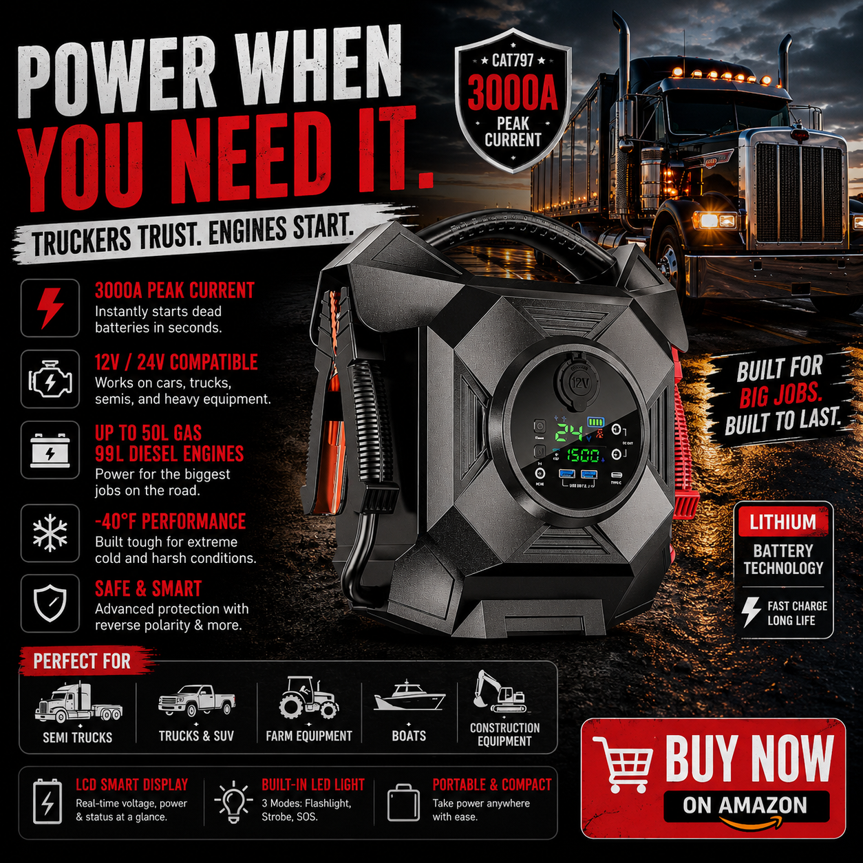 truck Jump Starter Heavy Duty