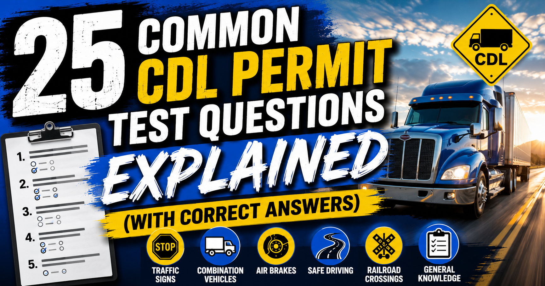 25 Common CDL Permit Test Questions Explained (With Correct Answers)