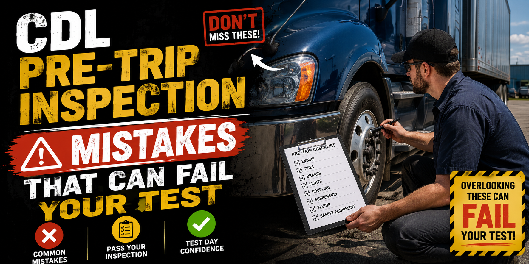 CDL Pre-Trip Inspection Mistakes That Can Fail Your Test