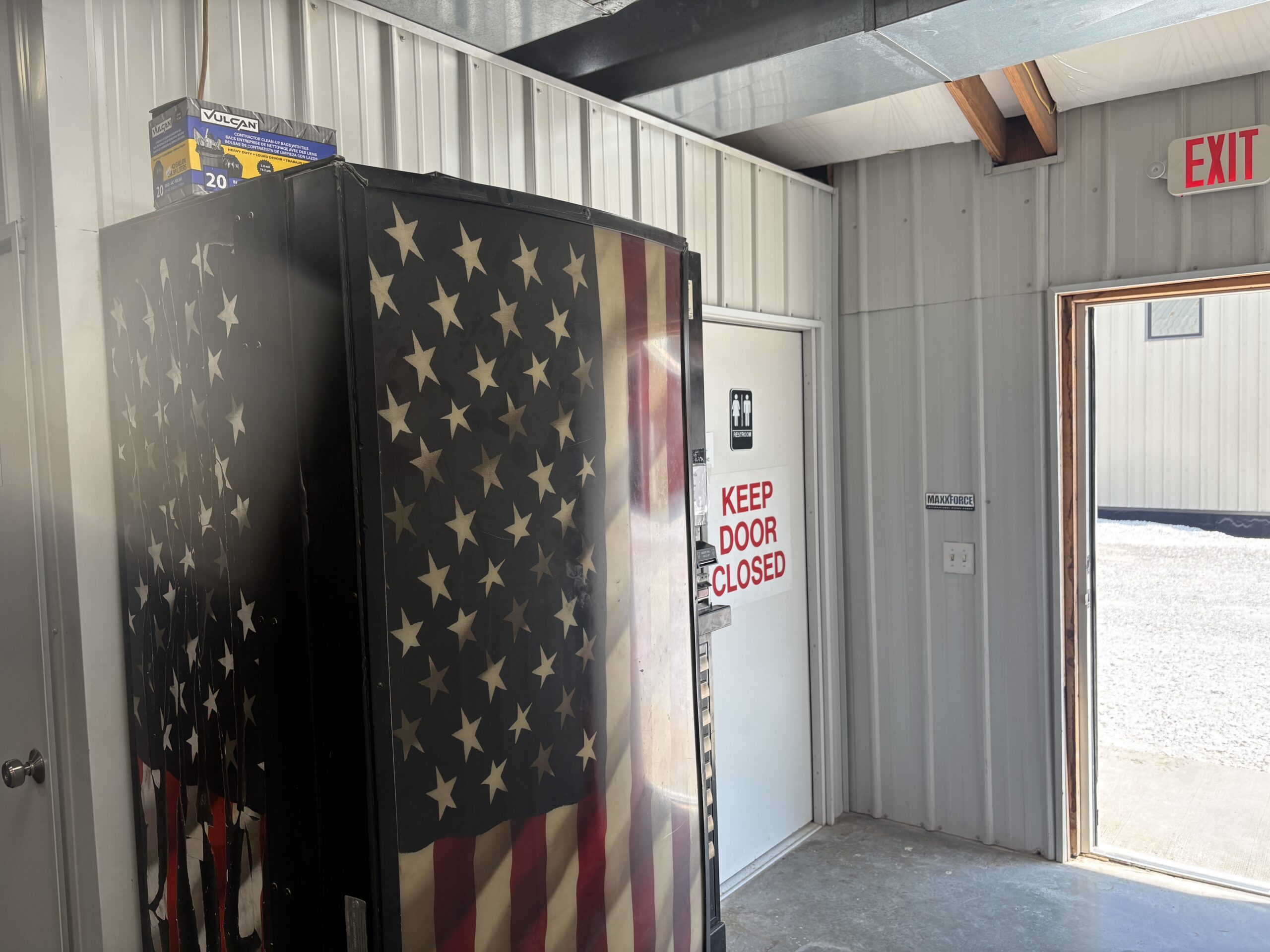 Soda machine and restroom ross trucking Paris mo