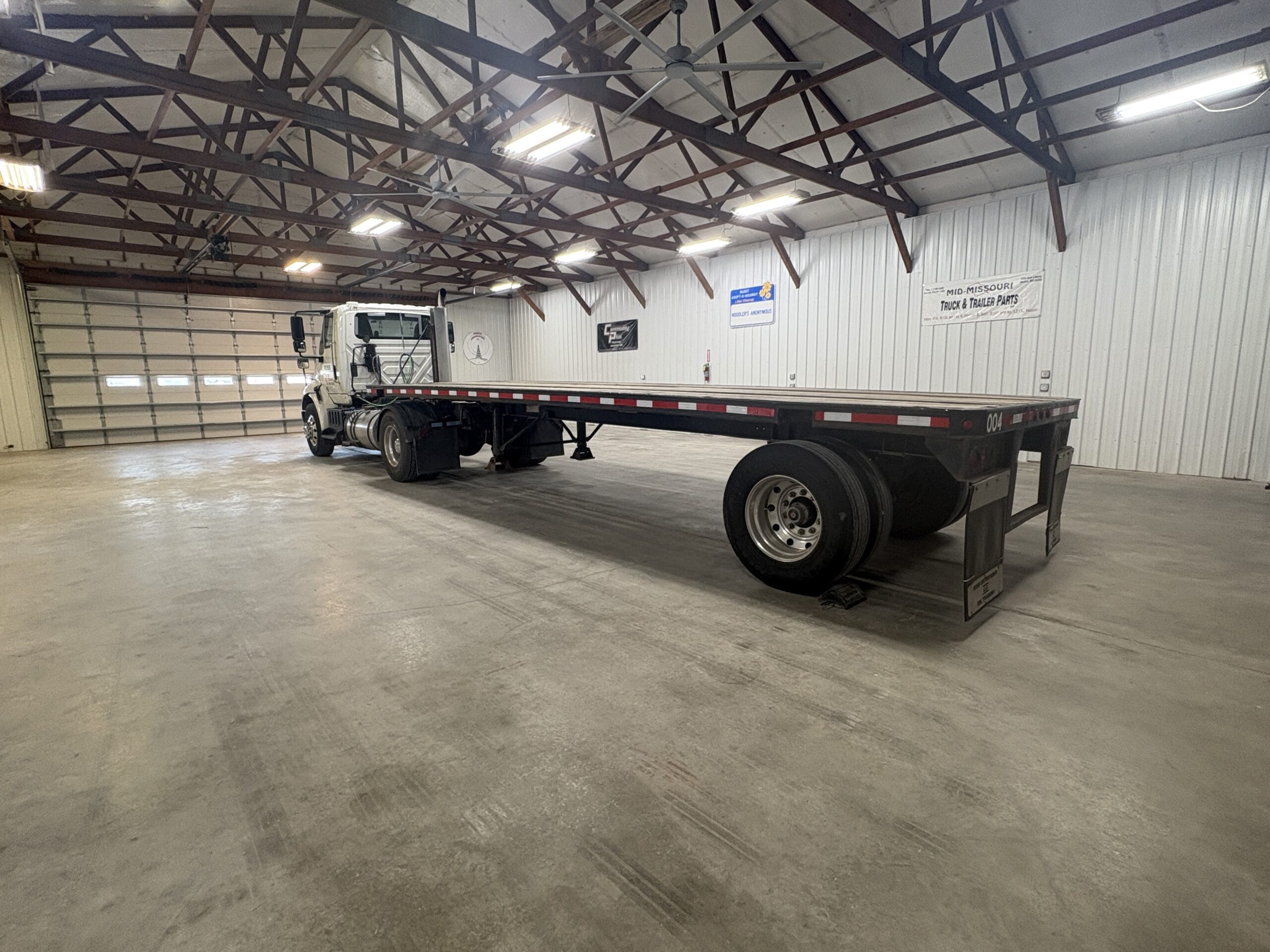 Semi truck in barn for cdl training