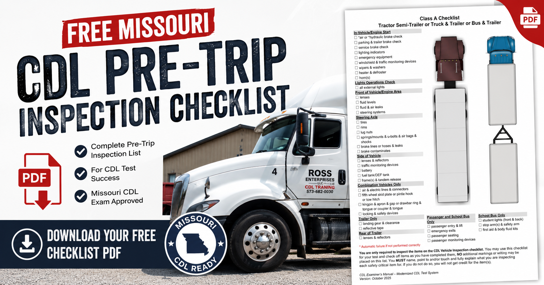 Free Missouri CDL Pre-Trip Inspection Checklist PDF