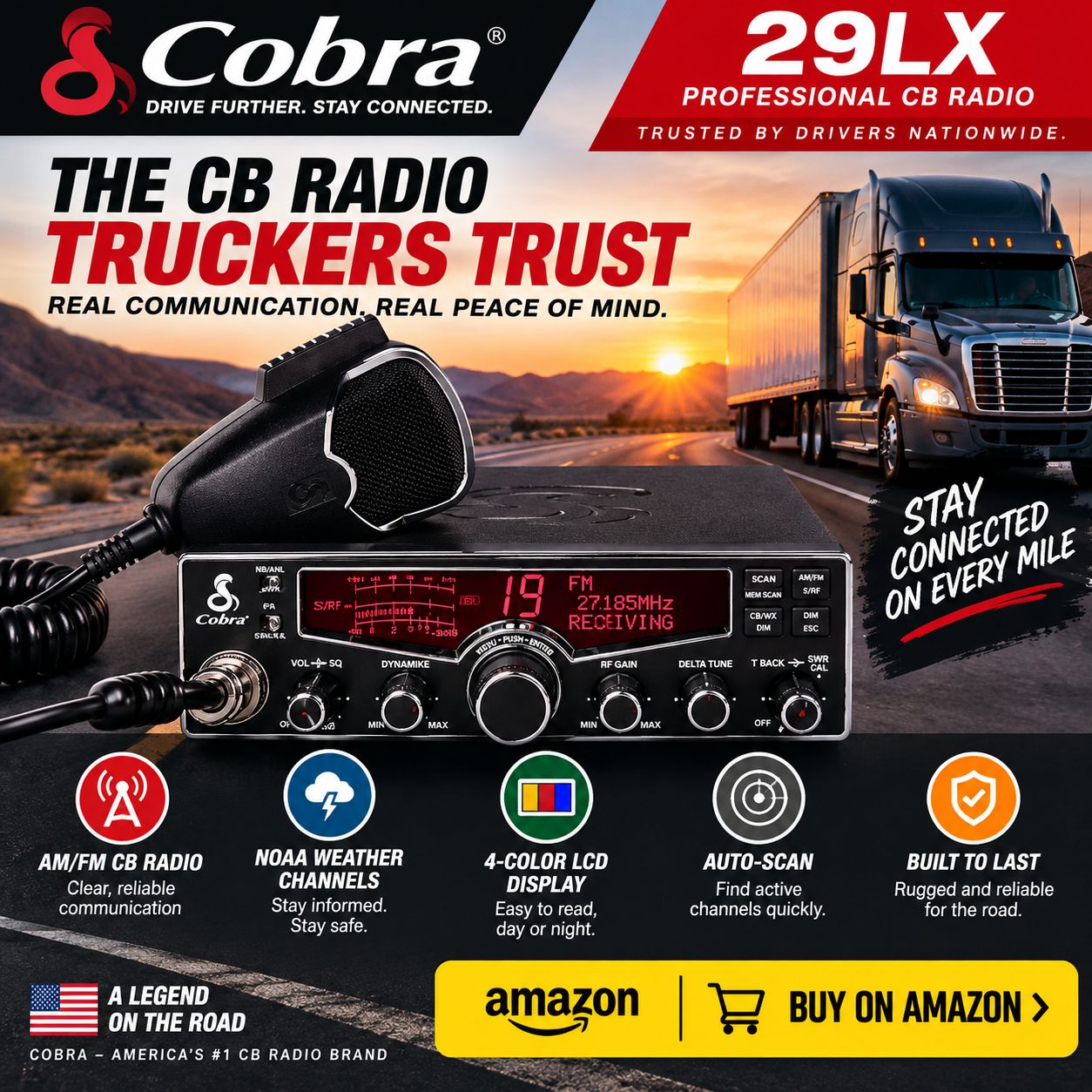 Cobra 29LX AM/FM Professional CB Radio