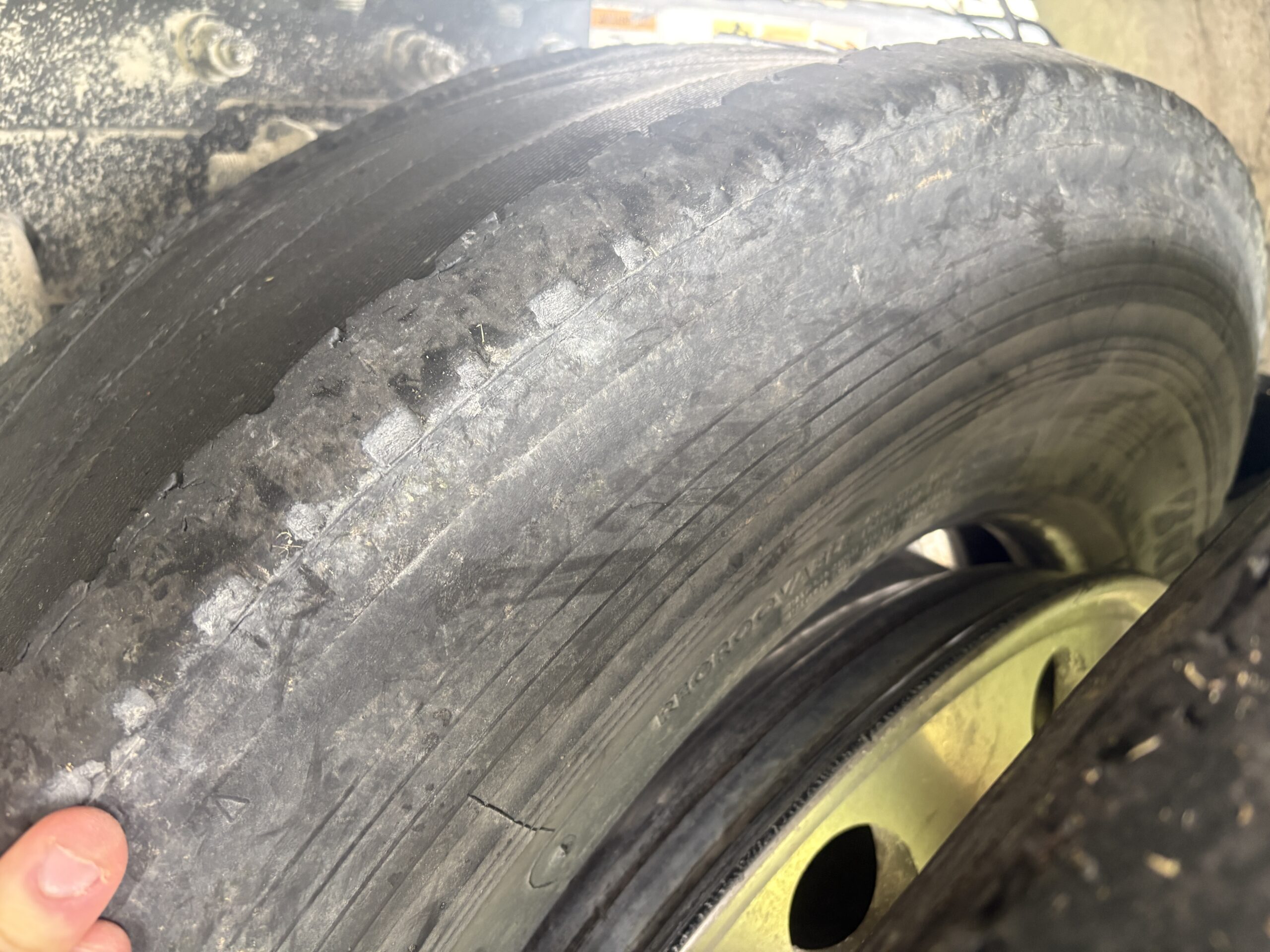 Tire blew up driving on semi kenworth