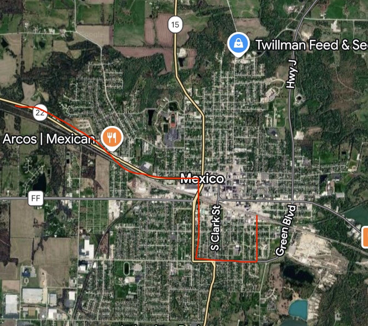 Best trucker route to ADM Mexico Mo